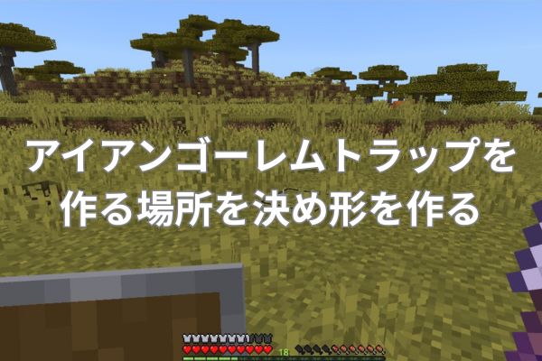 アイアンゴーレムトラップを作る場所を決め形を作る