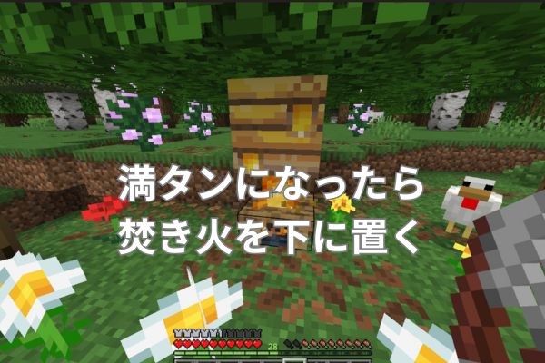 満タンになったら焚き火を下に置く