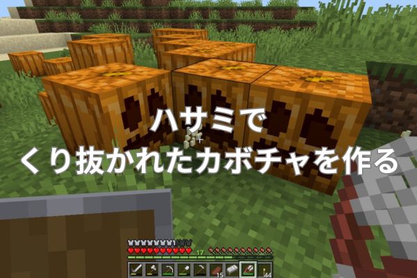 ハサミでくり抜かれたカボチャを作る