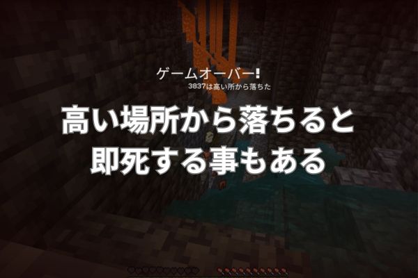 高い場所から落ちると即死する事もある